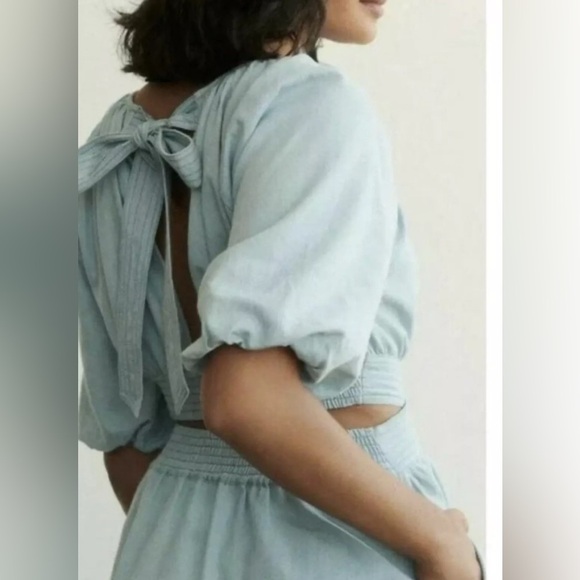 Anthropologie Love The Label Puff Sleeve Open Back Minidress Size XS H34 - Picture 5 of 16